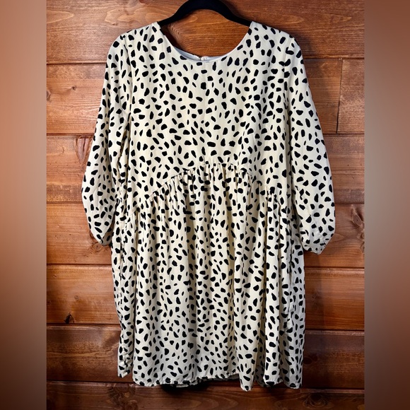 entro Dresses & Skirts - entro Cream and Black Dalmatian Print Babydoll Dress